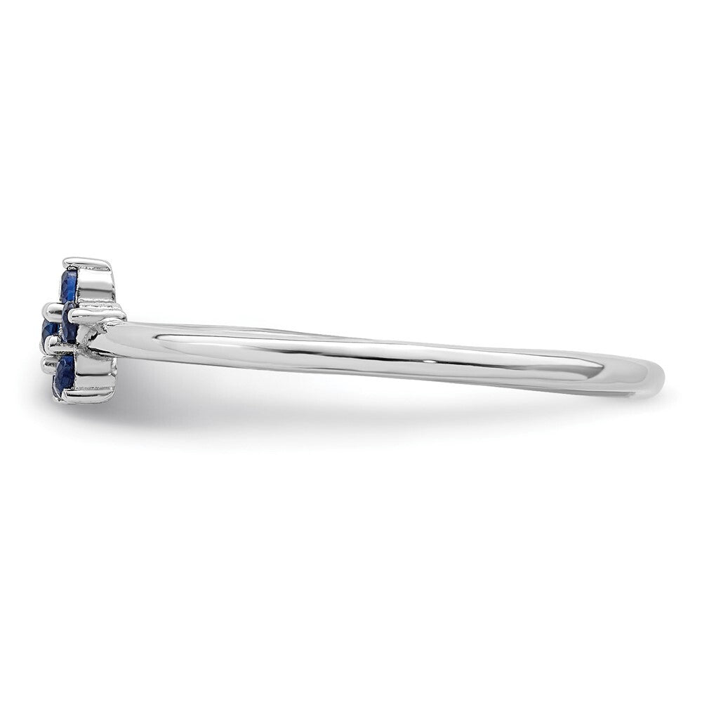Sterling Silver Rhodium-plated Polished Blue CZ Flower Ring Size 6