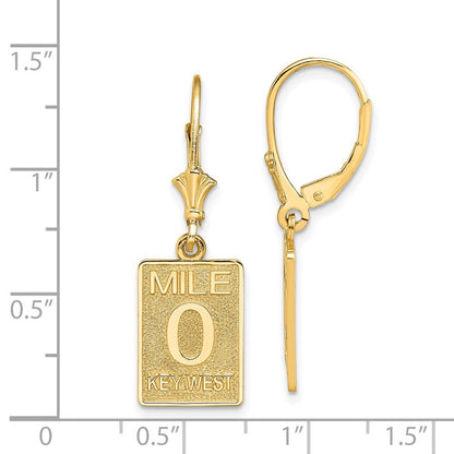 14k Yellow Gold MILE MARKER 0 / KEY WEST Leverback Earrings