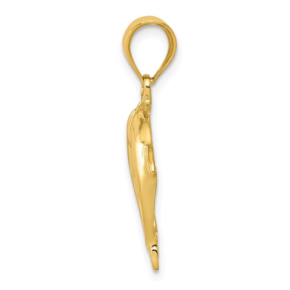14k Yellow Gold Two Dolphins Pendant