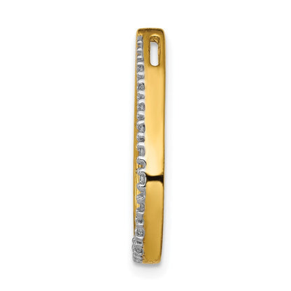 14k Yellow Gold Polished 1/10ct. Diamond Teardrop Chain Slide Pendant for Women