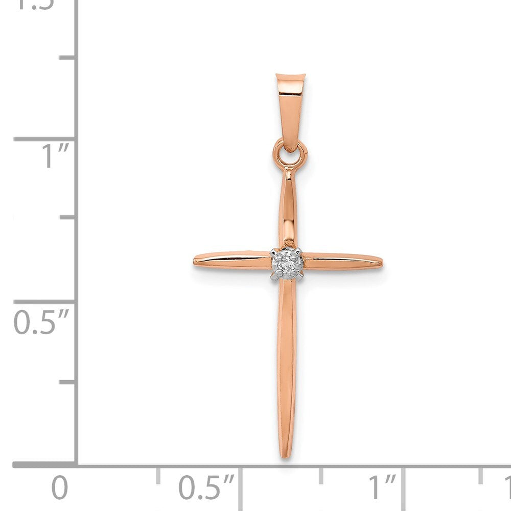 14k Rose Gold Diamond Cross Pendant for Women