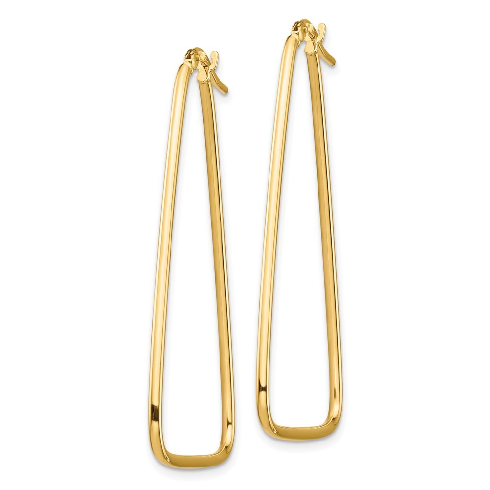 14k Yellow Gold 1.5mm Polished Large Triangle Dangle Hoop Earrings