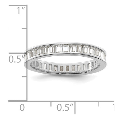 Sterling Silver Polished Rhodium-plated Channel Set CZ Band Size 8