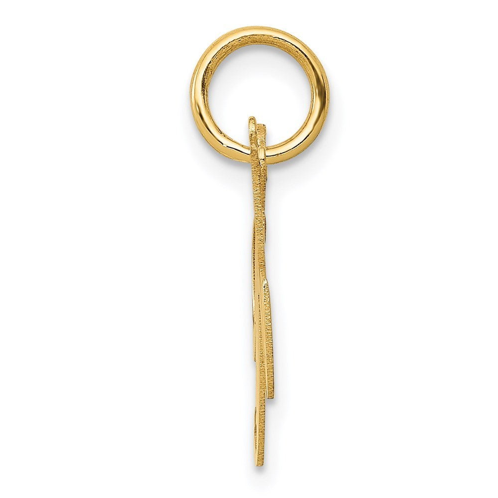 14k Yellow Gold Small Fancy Script Letter K Initial Charm Pendant