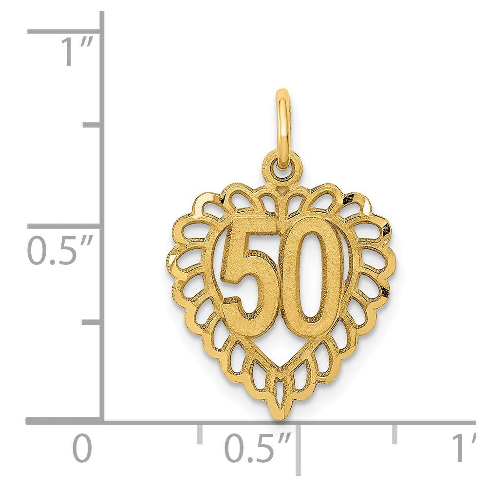 14k Yellow Gold 50 in Heart Charm Pendant for Women