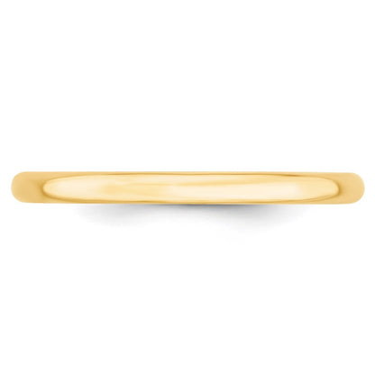 14k Yellow Gold  2mm Lightweight Comfort Fit Wedding Band Ring Size 7.5