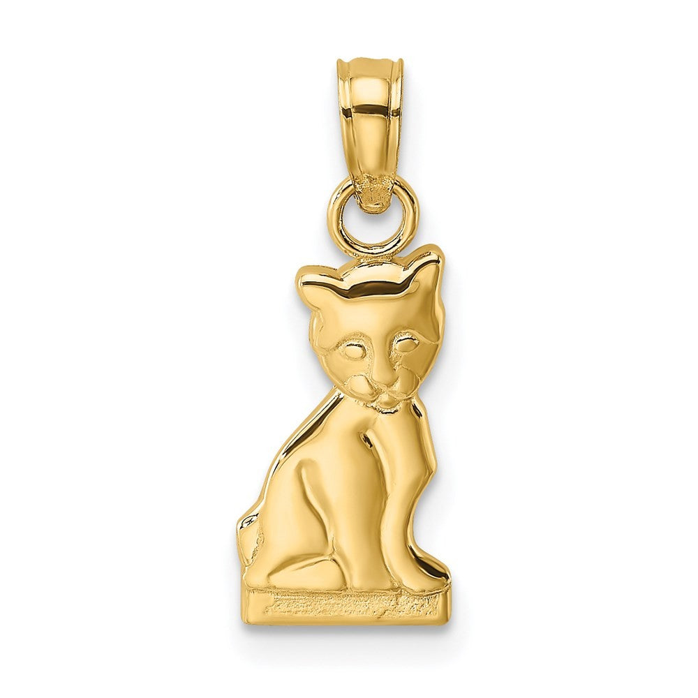 14k Yellow Gold Mini Sitting Kitten Charm