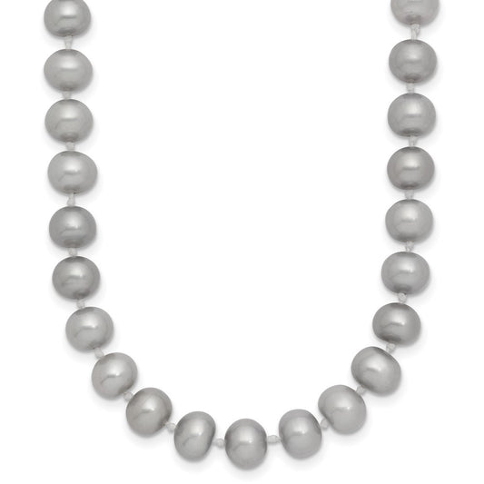 14k Yellow Gold 6-7mm Grey Near Round Freshwater Cultured Pearl 16 inch Necklace