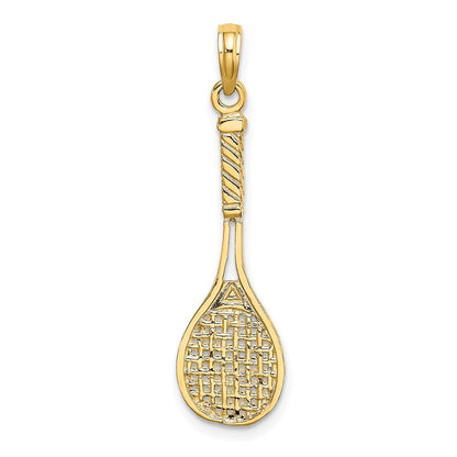 14k Yellow Gold Solid Polished 3-D Tennis Racquet Charm