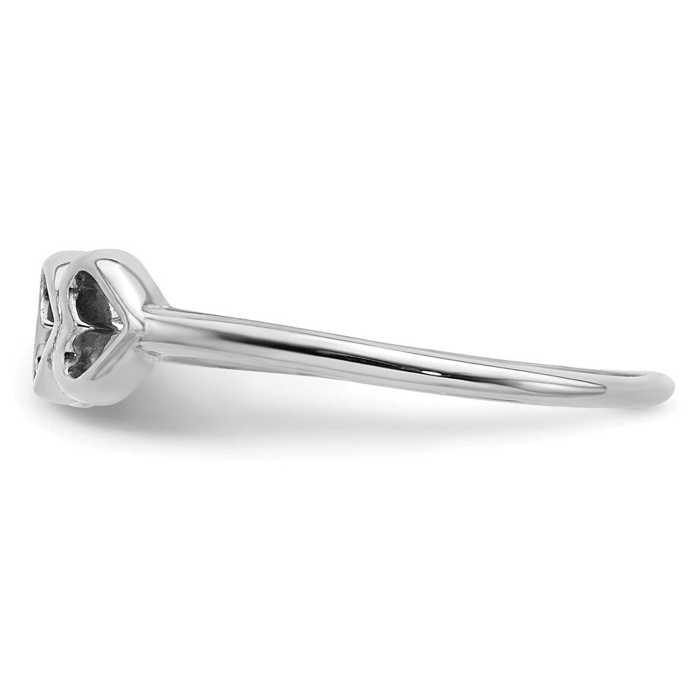 Sterling Silver Rhodium Plated Hearts Ring Size 7