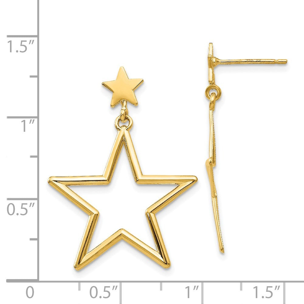 14k Yellow Gold Star Dangle Earrings