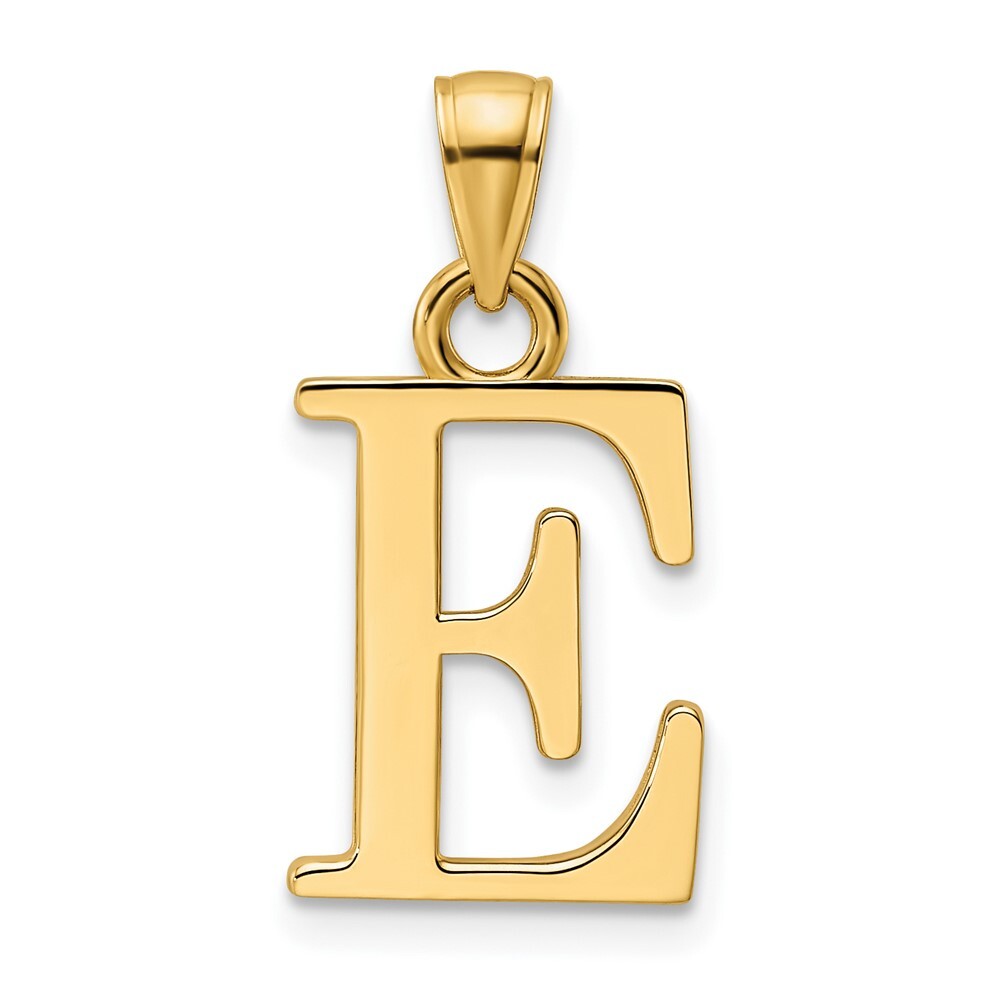 14k Yellow Gold Polished Letter E Pendant for Women
