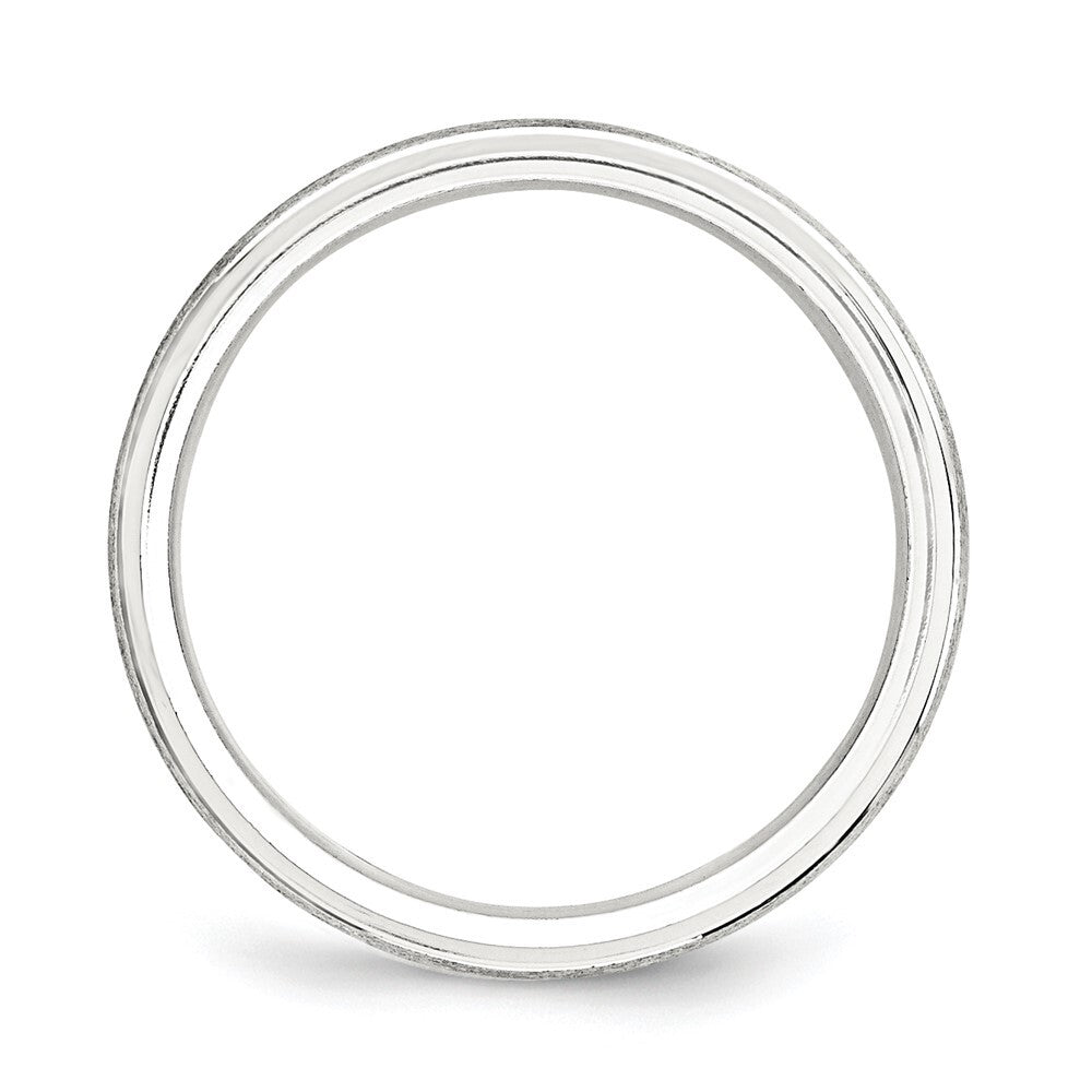 Sterling Silver 6mm Brushed Domed with Grooved Beveled Edge Fancy Band Size 12
