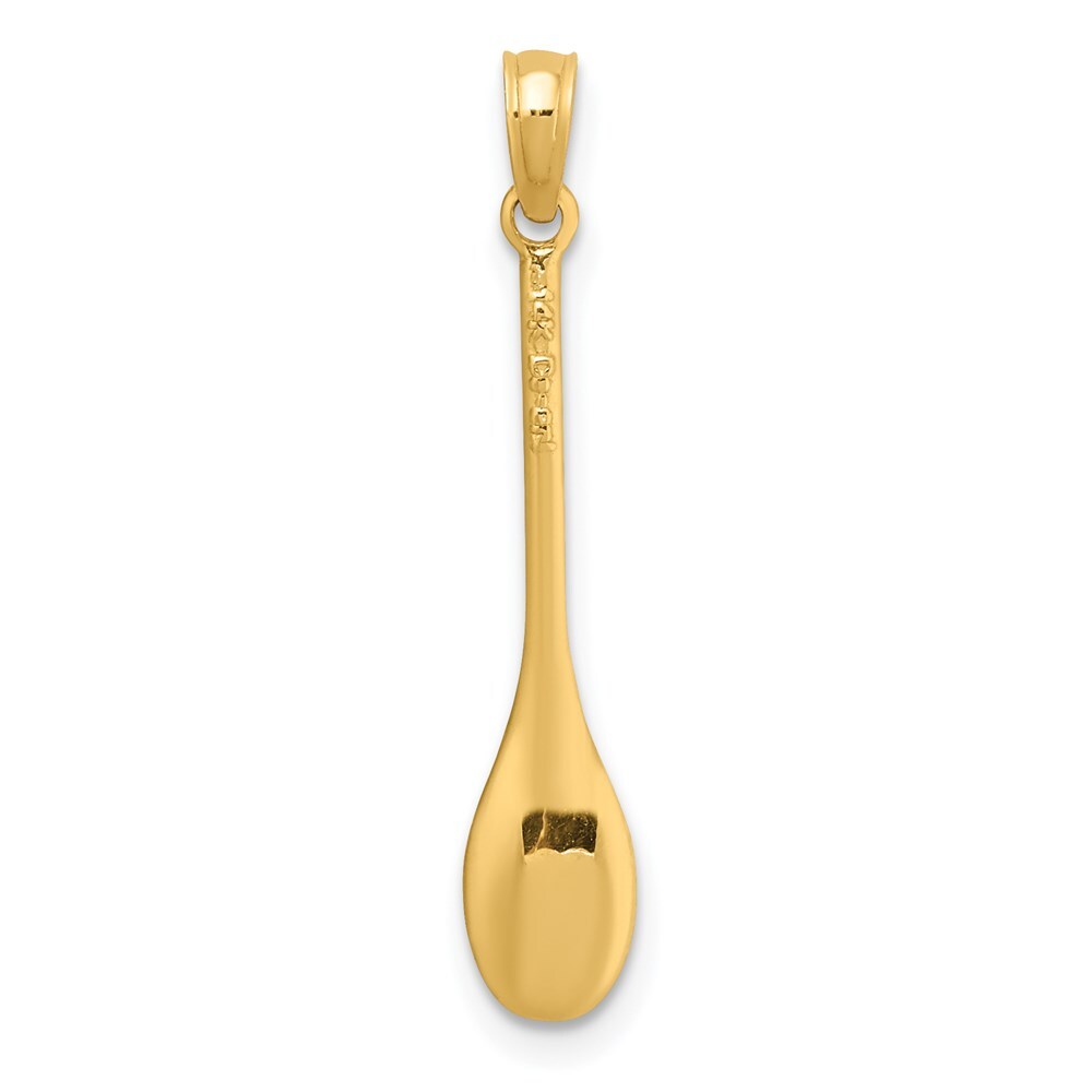 14k Yellow Gold Polished 3-D Spoon Charm Pendant for Women