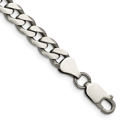 Sterling Silver Antiqued 6.5mm Curb Chain Bracelet