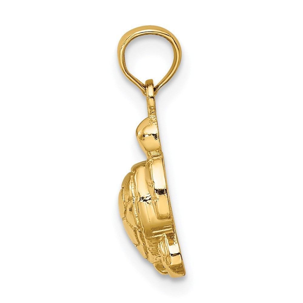 14k Yellow Gold Textured Mini Sea Turtle Charm Pendant