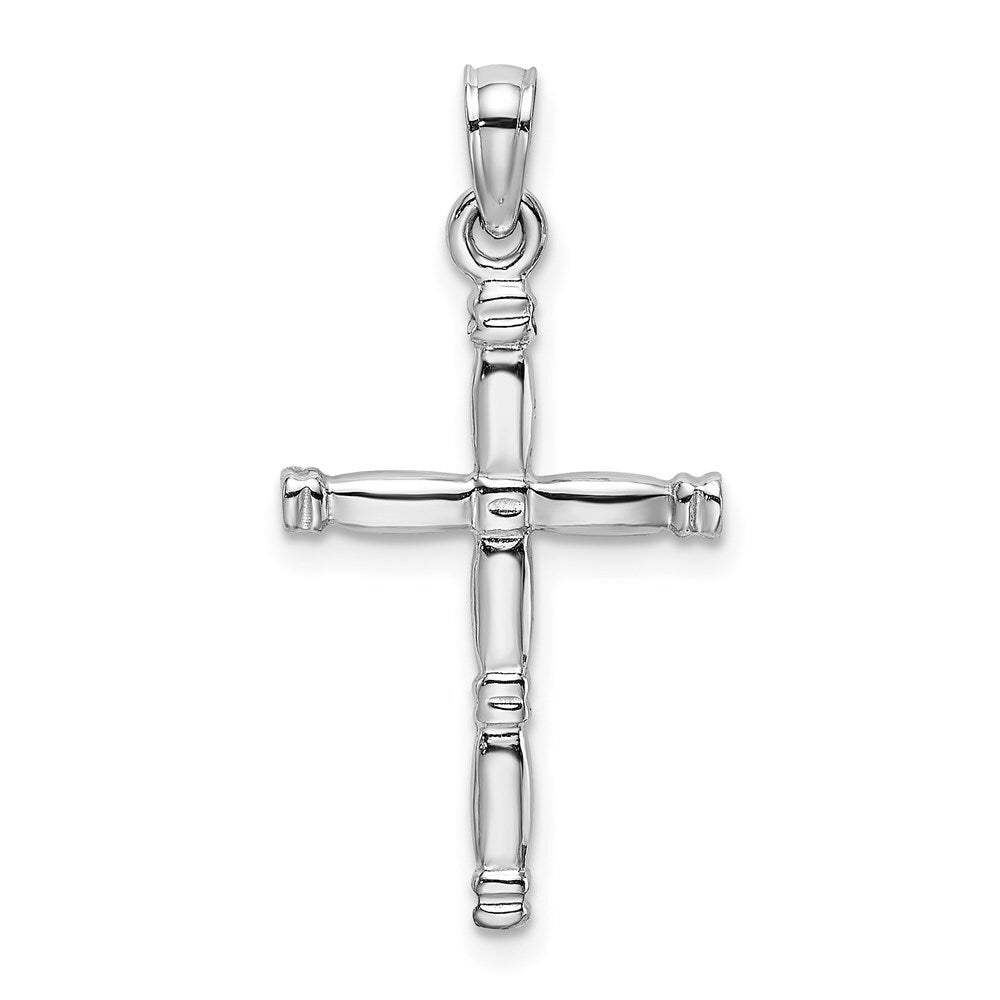 14k White Gold 3-D Polished Cross Charm Pendant for Women