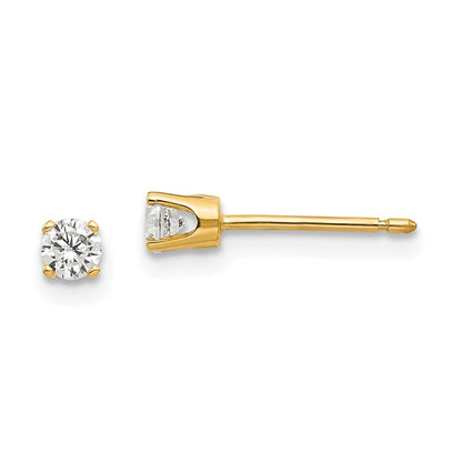 14k Yellow Gold 3mm Cubic Zirconia Stud Earrings Gift for Women