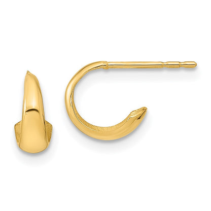 14k Yellow Gold Polished Hoop Earrings Gift for Women