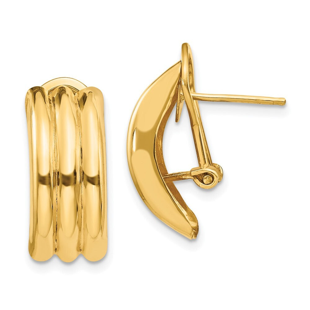 14k Yellow Gold Omega Stud Earrings