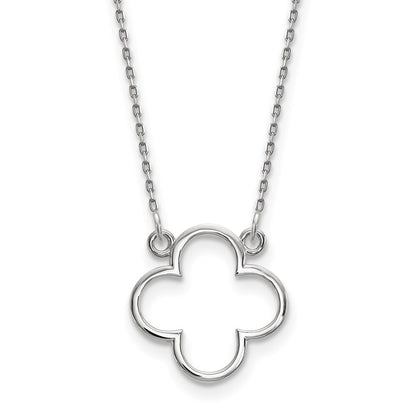 14k White Gold Small necklace Quatrefoil Design