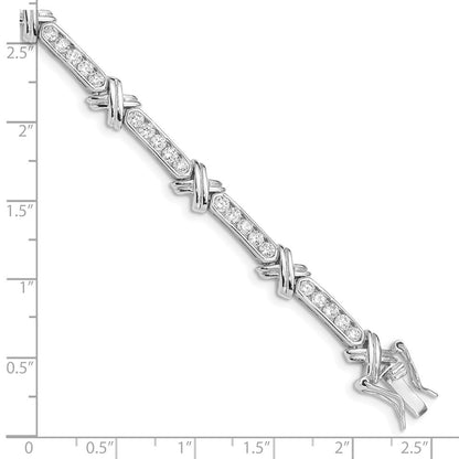 Sterling Silver Rhodium-plated CZ -X- Bracelet