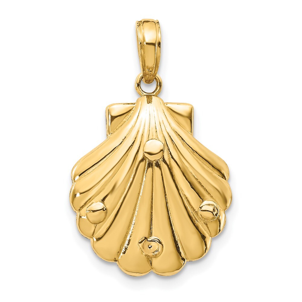 14k Yellow Gold Seahorse in a Shell Pendant for Women