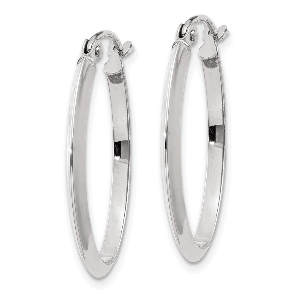 14k White Gold Polished Oval Tube Hoop Earrings Gift for Women