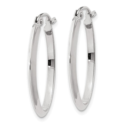 14k White Gold Polished Oval Tube Hoop Earrings Gift for Women
