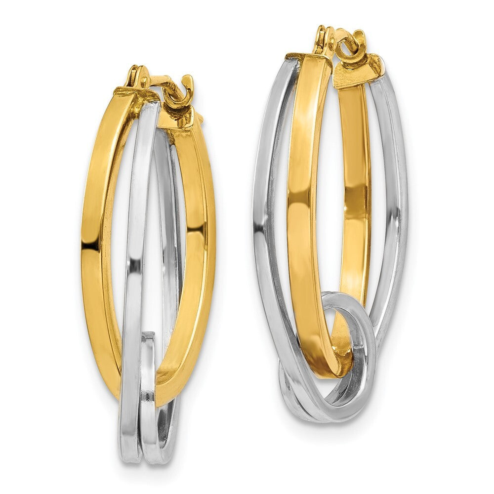 14k Two-tone Gold Oval Loop Hoop Earrings