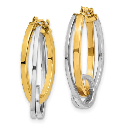 14k Two-tone Gold Oval Loop Hoop Earrings