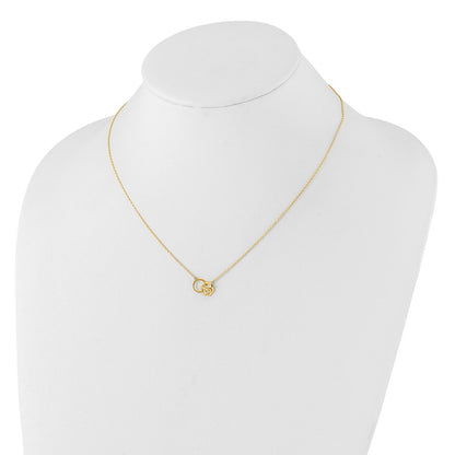 14k Yellow Gold Polished Bee and Circle 17.5 inch Necklace