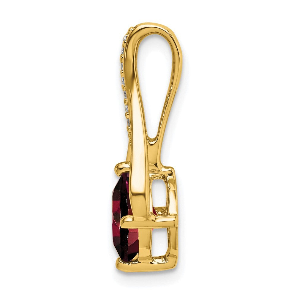 14k Yellow Gold Garnet and Diamond Pendant for Women