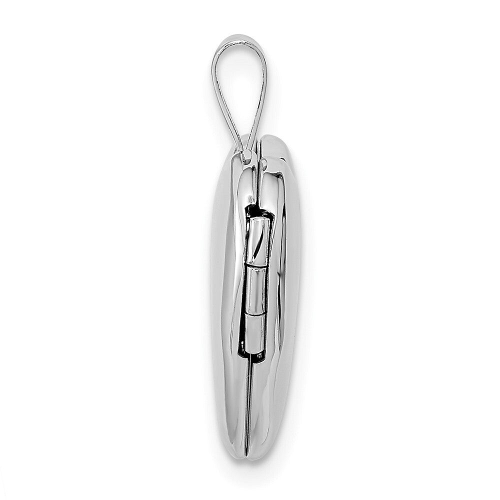 14k White Gold 16mm Heart Locket Pendant for Women