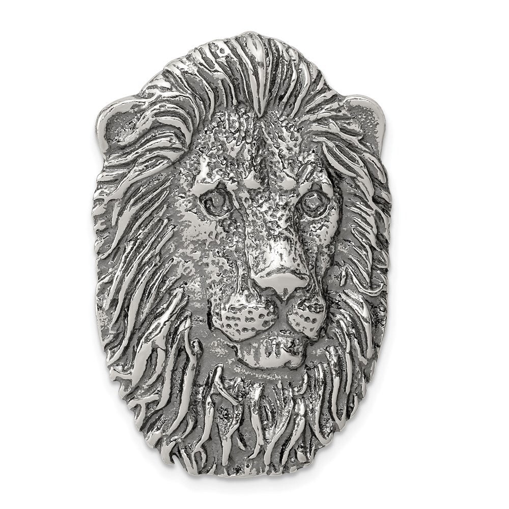 Sterling Silver Antiqued Lion Head Pendant Holiday Gift for Women