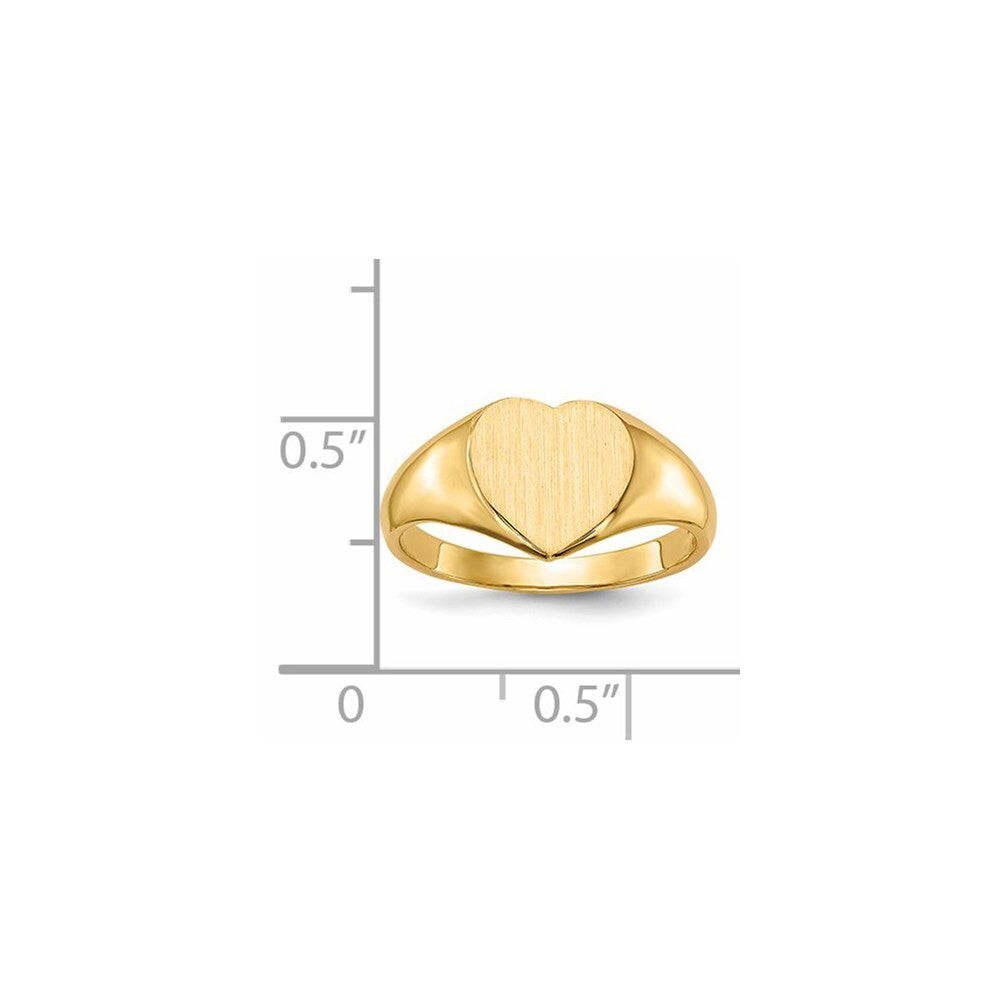 14K Yellow Gold 9.0x9.0mm Open Back Heart Signet Ring