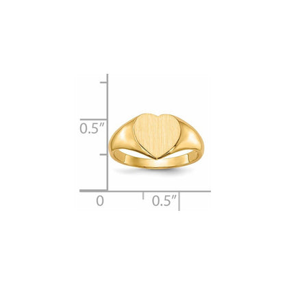 14K Yellow Gold 9.0x9.0mm Open Back Heart Signet Ring