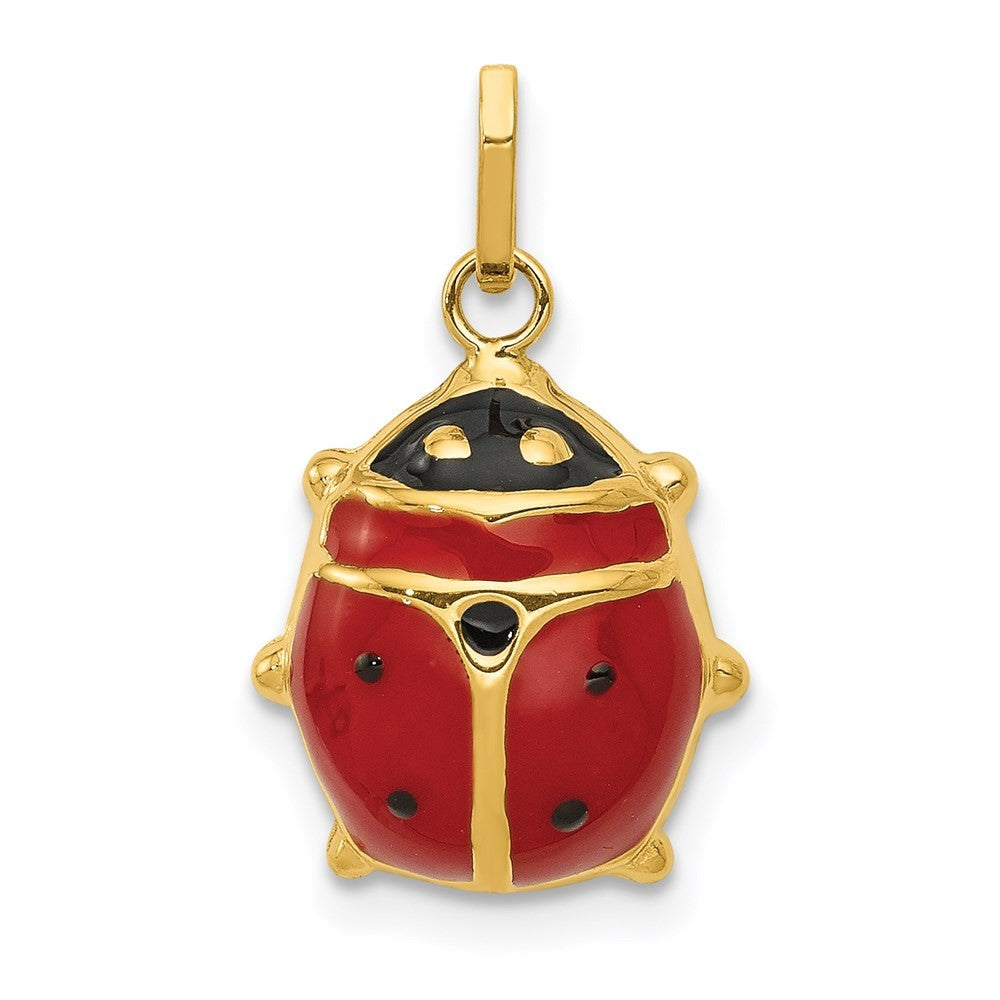 14k Yellow Gold Red and Black Enameled Ladybug Charm