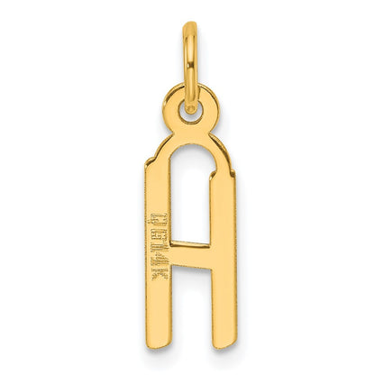 14k Yellow Gold Slanted Block Letter H Initial Charm Pendant for Women