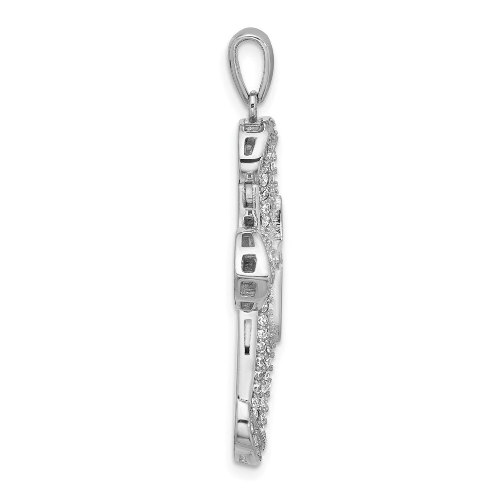 Sterling Silver Rhodium-plated Cubic Zirconia Cross Pendant