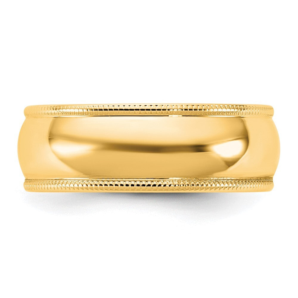 14K Yellow Gold 6.5mm LTW Milgrain Half Round Band Ring Size 6