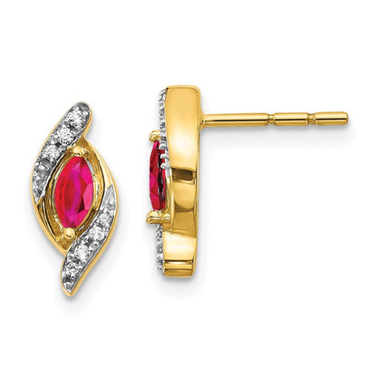 14k Yellow Gold Diamond and Ruby Drop & Dangle Earrings