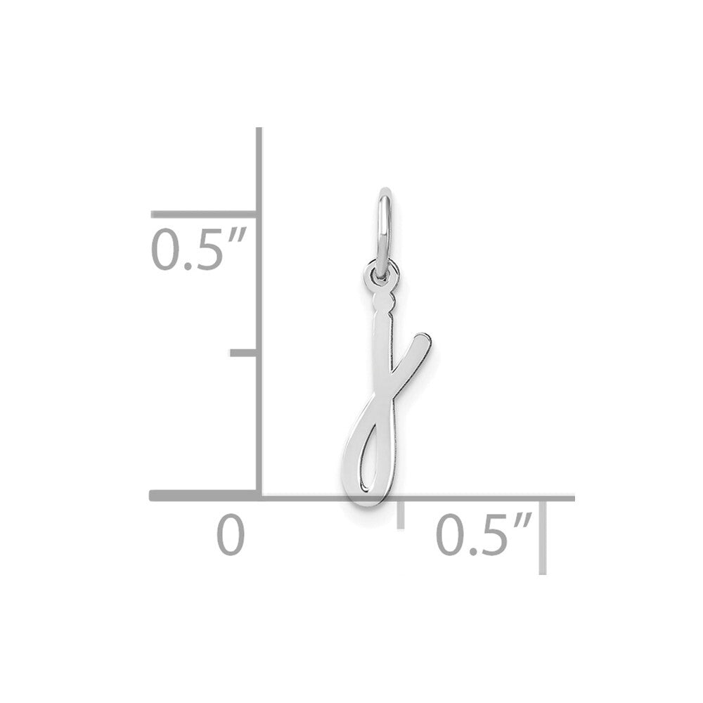 14k White Gold Lower case Letter J Initial Charm Pendant
