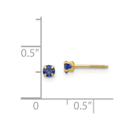 14k Yellow Gold 3mm Imitation Sapphire Birthstone Stud Earrings (Sep)