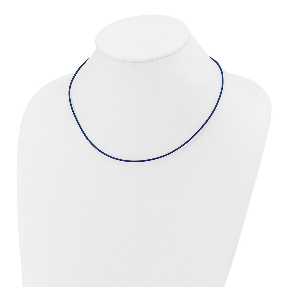 14k Yellow Gold Yellow Clasp 1.5mm 18 inch Royal Blue Leather Cord Necklace