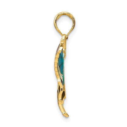14k Yellow Gold Enameled Butterfly Pendant for Women