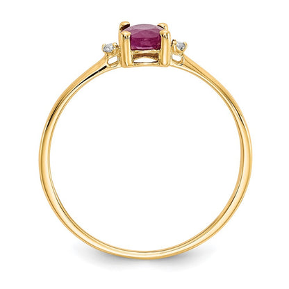 14K Yellow Gold Diamond & Ruby Birthstone Ring
