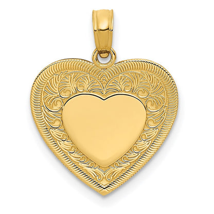14k Yellow Gold Polished Heart Pendant for Women