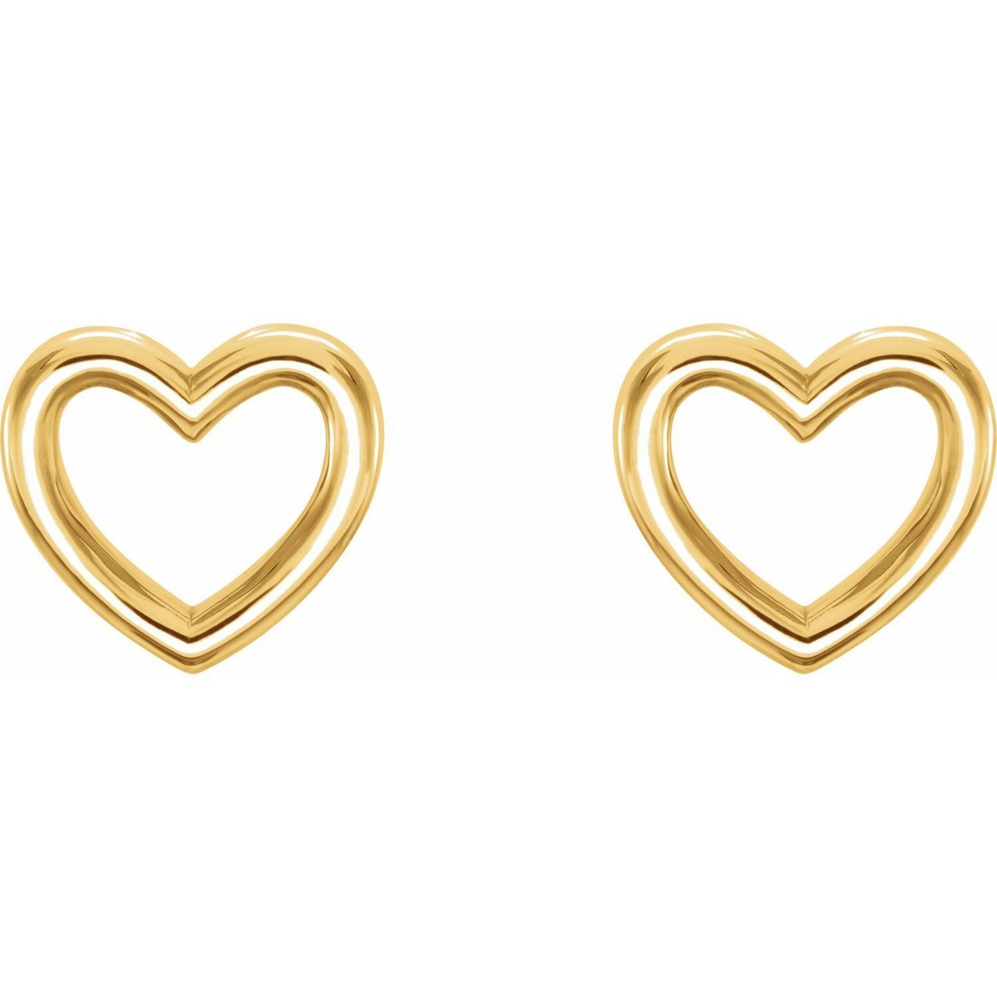 14k Yellow Gold Heart Stud Earrings Fine Jewelry Gift for Women