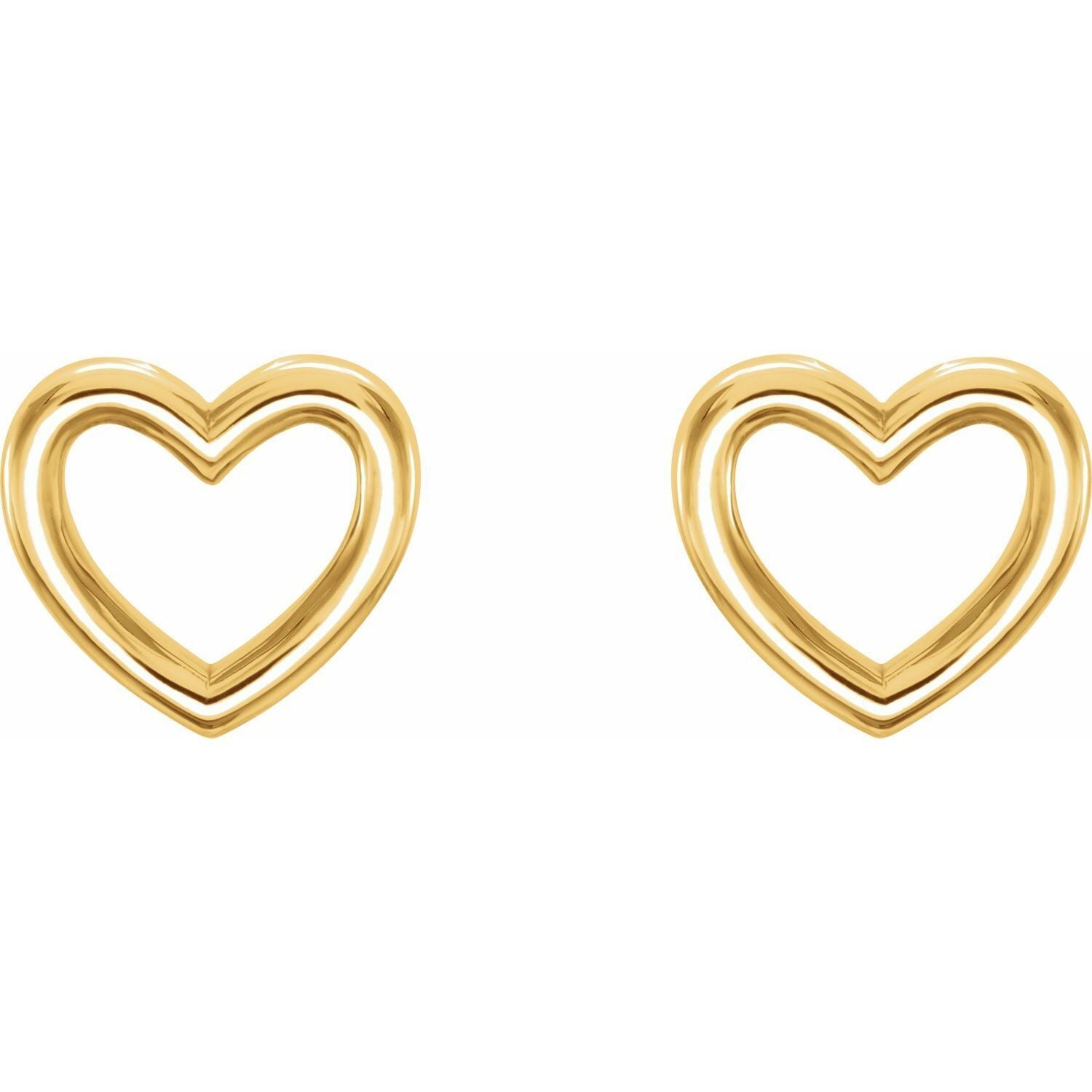 14k Yellow Gold Heart Stud Earrings Fine Jewelry Gift for Women